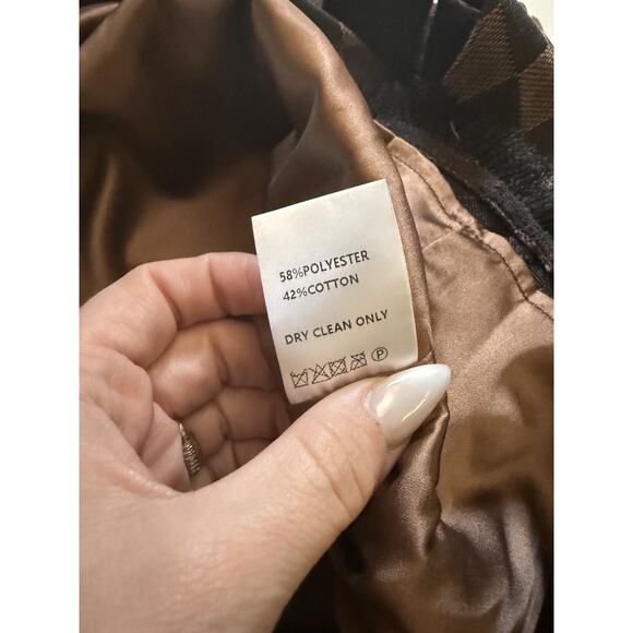 Judith March Check Mate Brown Plaid Fringe Jacquard Wrap Skirt Size S - Picture 6 of 7